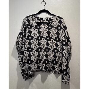 DVF Diane Von Furstenberg DVF Size P ADRIA Leaf Print V Neck Silk Poncho Top